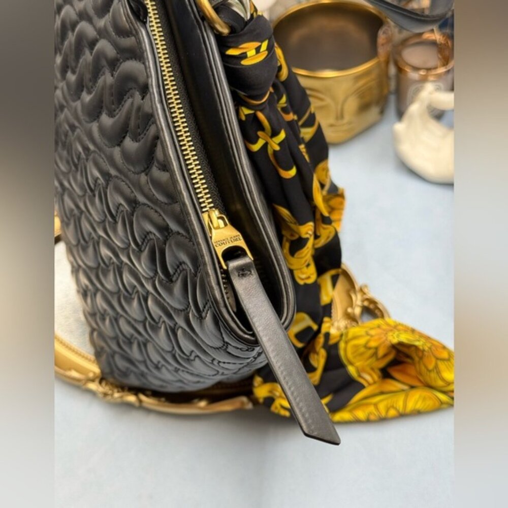 🆕 VERSACE JEANS COUTURE 🧿 NWT Black Thelma Tote Shopper + Scarf - Picture 9 of 16